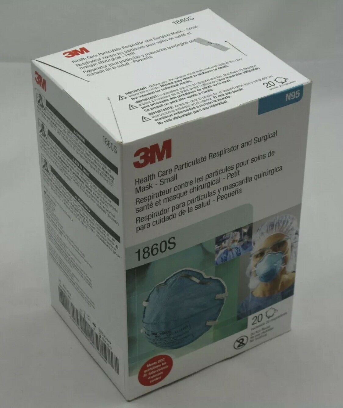 3M 1860S Small Health Care Particulate Respirator and Surgical Mask N95 20  in bx